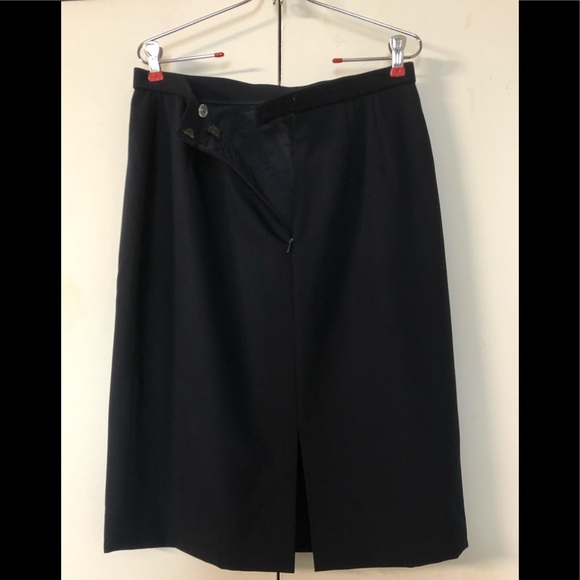Dana Buchman 100%Wool Skirt 12 Pencil Classic Navy - Picture 10 of 10